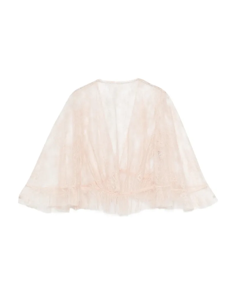 Alberta Ferretti Lace Ruffled Top Pink