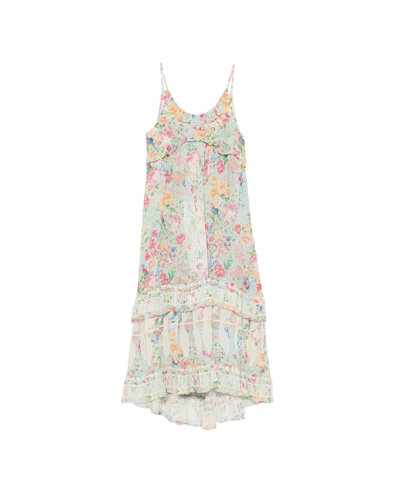 FARM Rio Floral-print Ruffled Dress Green