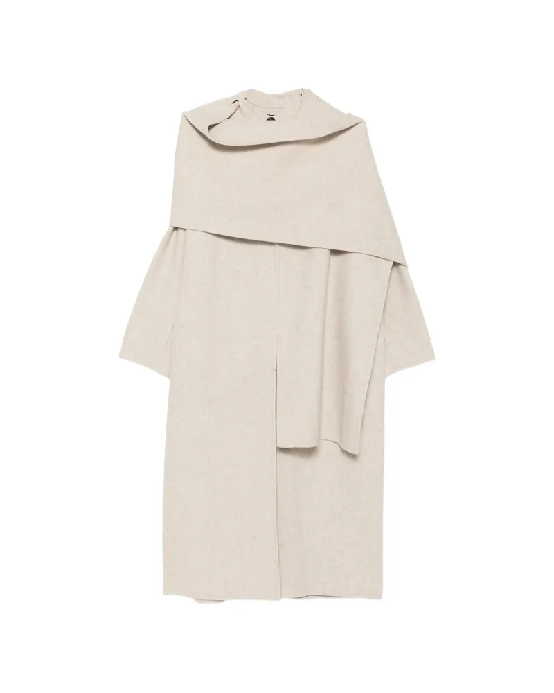 Soeur Scarf-detail Longline Coat Neutrals