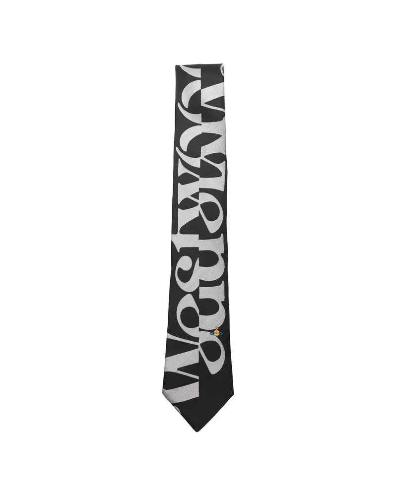 Vivienne Westwood Logo-print Orb-embroidered Tie Black