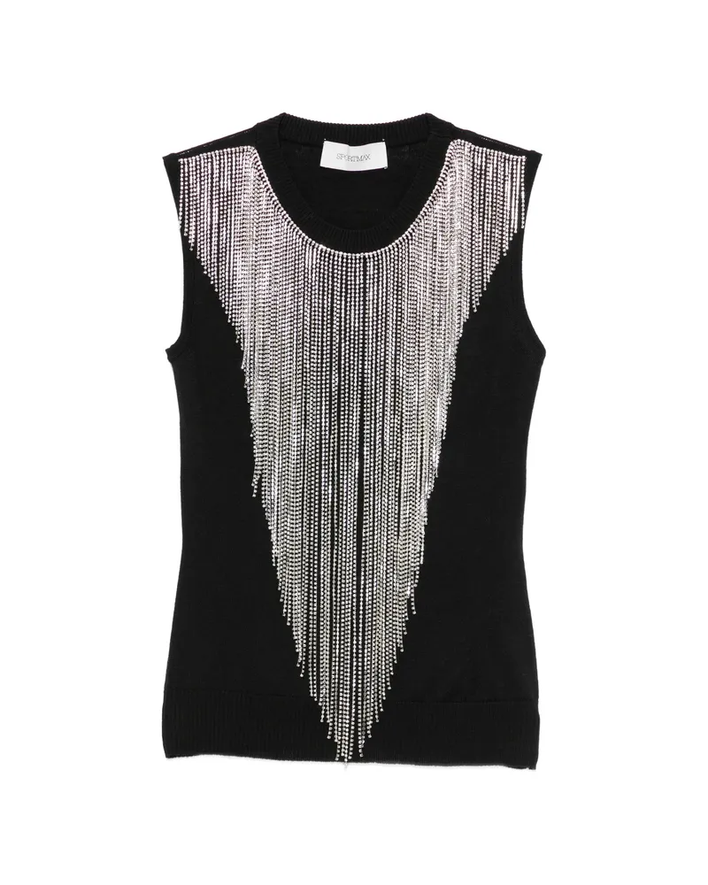 SPORTMAX Crine Crystal-fringe Sleeveless Top Black