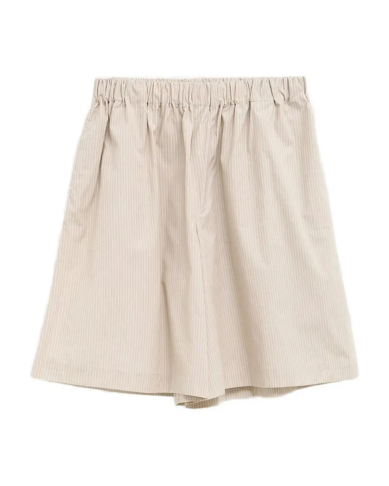 Baserange Claude Striped Elasticated Shorts Neutrals