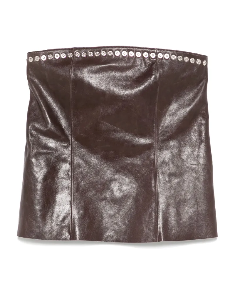Paloma Wool Leather Mini Skirt Brown