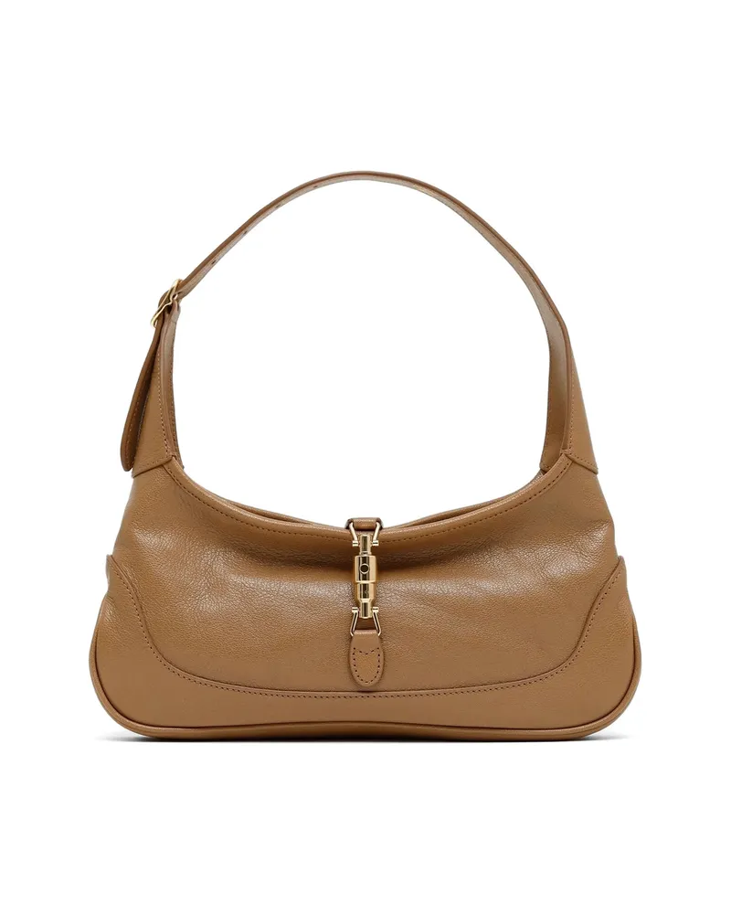 Gucci Jackie Grainy Leather Shoulder Bag Neutrals