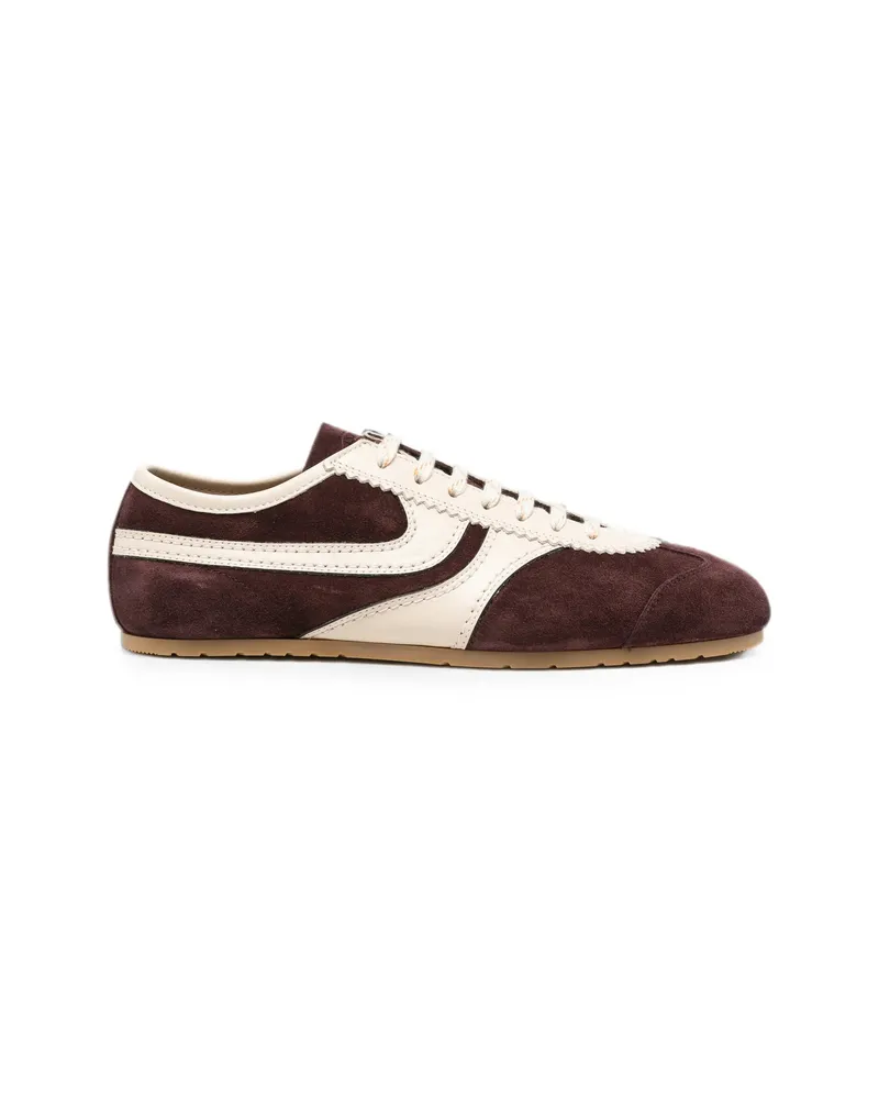 Dries van Noten Lace-up Leather Sneakers Red