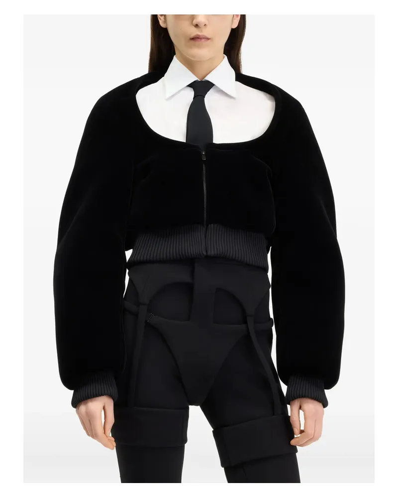 Jean Paul Gaultier Boxy-fit Cropped Bomber Jacket Black
