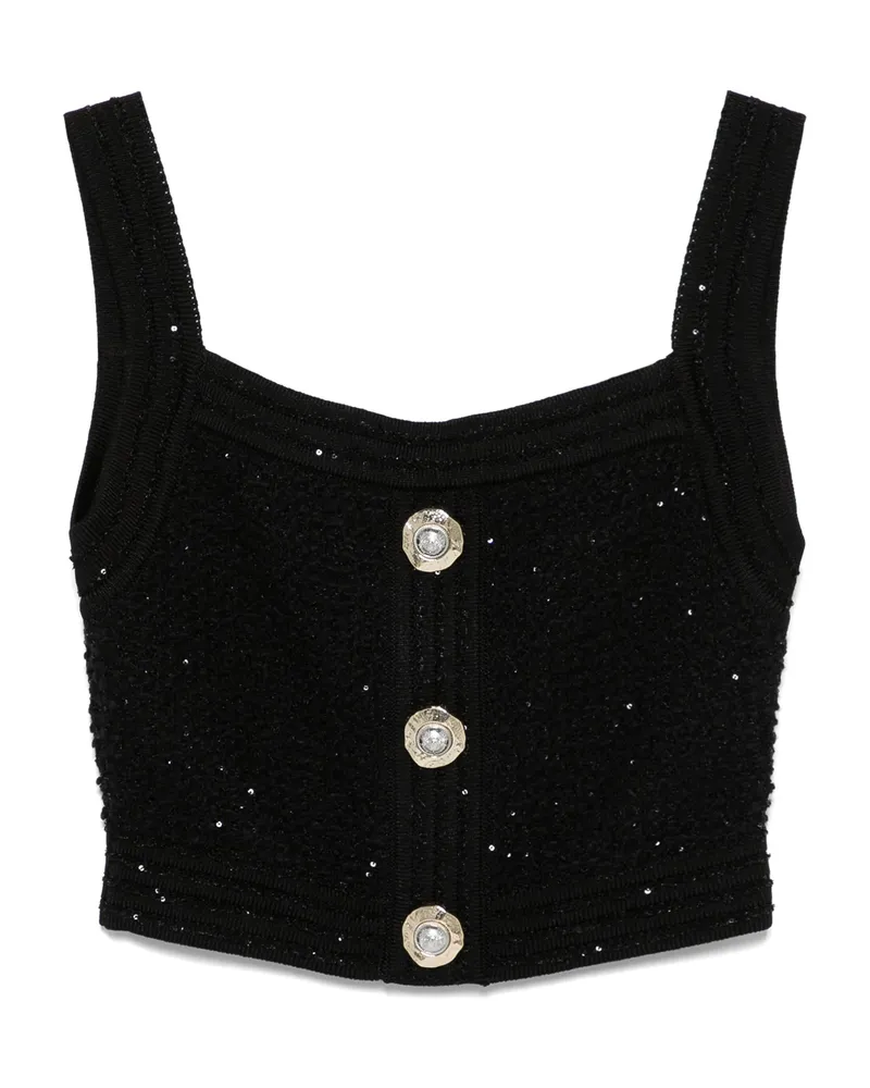 Balmain Textured Cropped Top Black