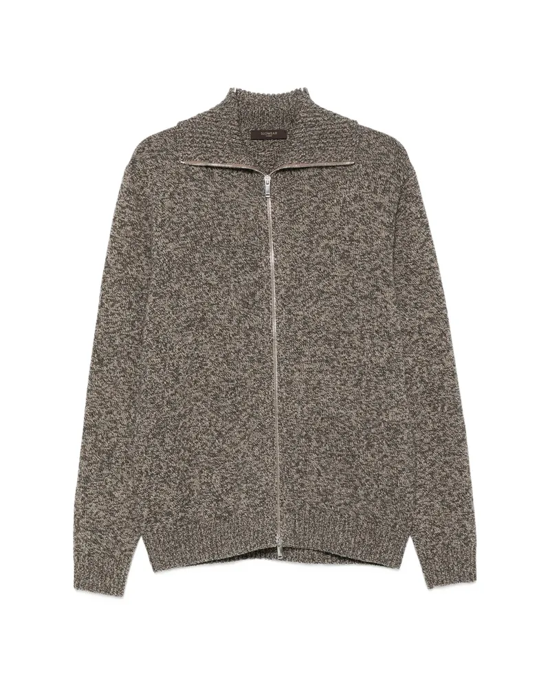 Zanone Zip-up Marl-knit Cardigan Grey