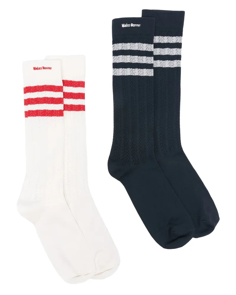 adidas X Wales Bonner Striped Logo Socks (pack Of Two White
