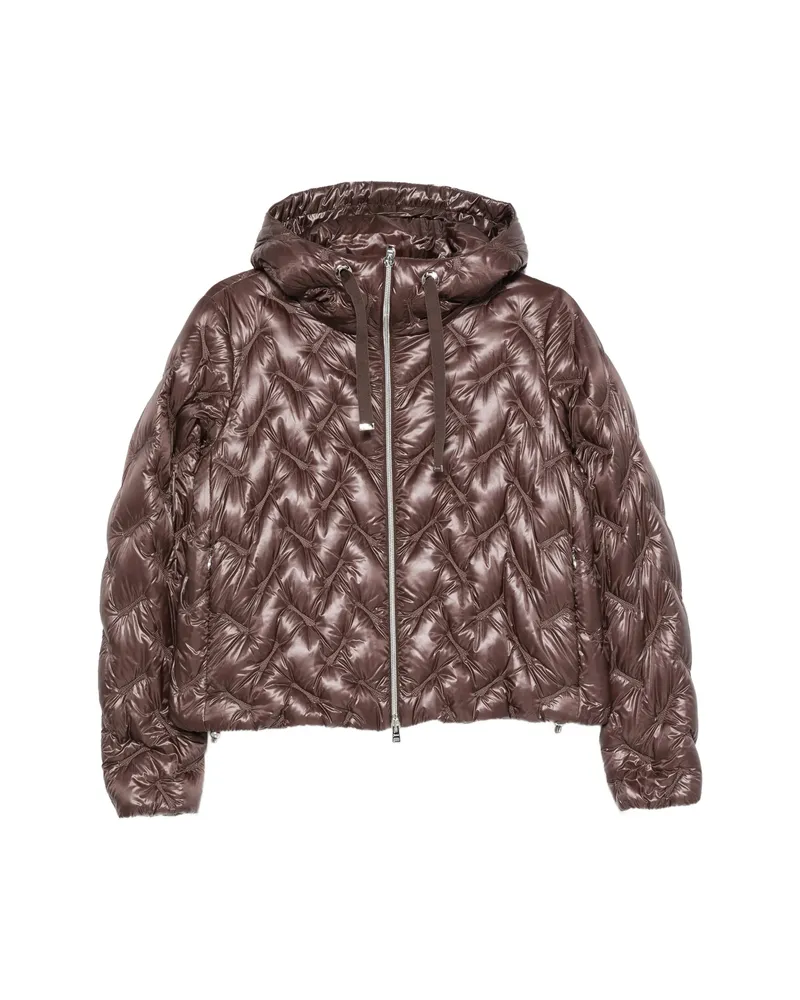 Herno Quilted Hooded Jacket Brown