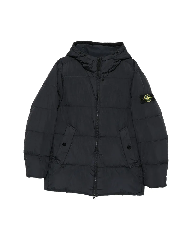 Stone Island Compass-patch Quilted Jacket Blue