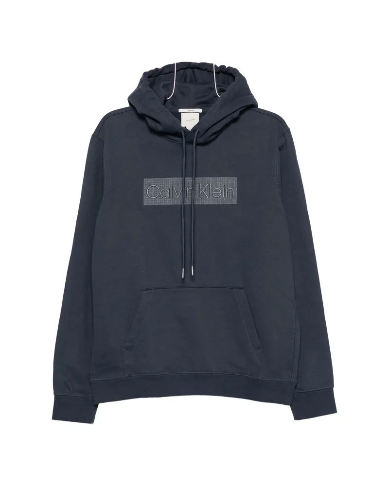 Calvin Klein Logo-print Drawstring Hoodie Blue