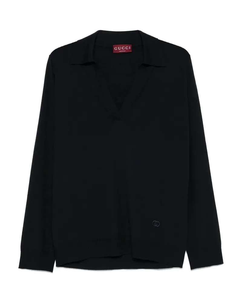 Gucci Polo-neck Logo Top Blue