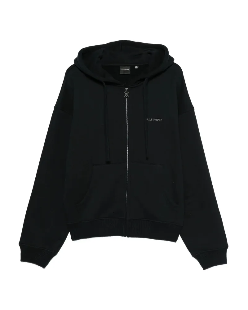 Daily Paper Logo-embroidered Zip-up Hoodie Black