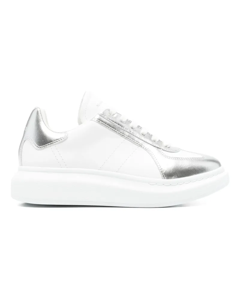 Alexander McQueen Oversized Metallic-panel Leather Sneakers White