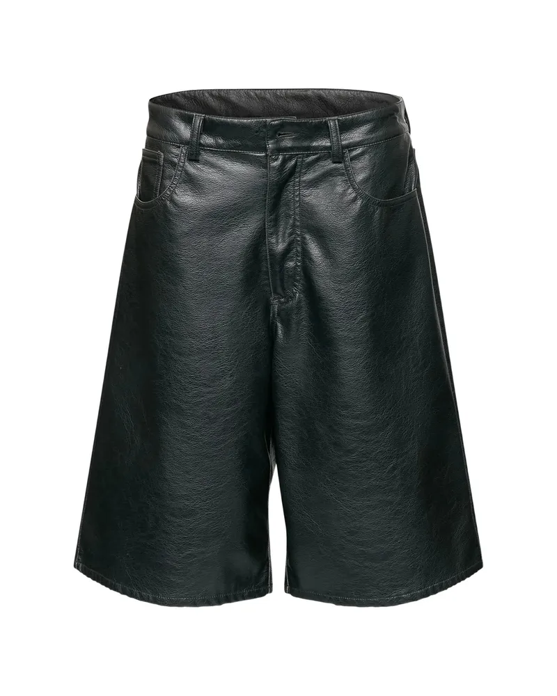 Maison Margiela Faux-leather Knee-length Shorts Black