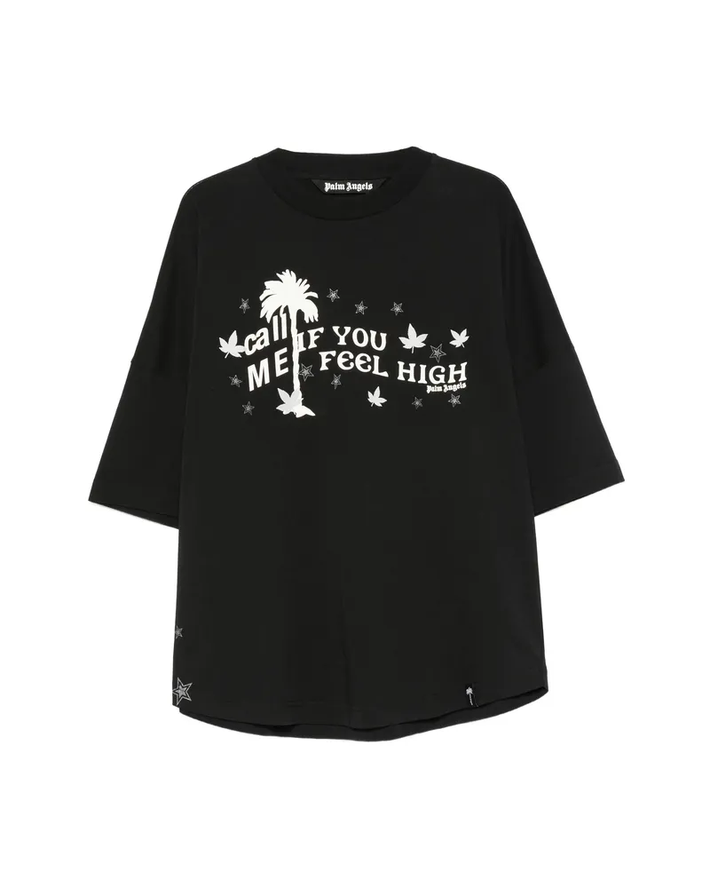 Palm Angels Graphic-print Drop-shoulder T-shirt Black