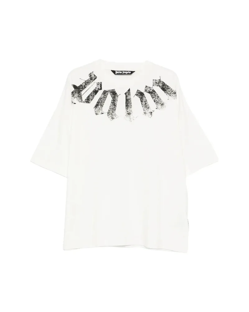 Palm Angels Big Neck Logo Printed T-shirt Neutrals