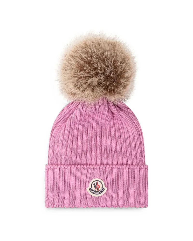 Moncler Pom-pom Ribbed Beanie Hat Purple