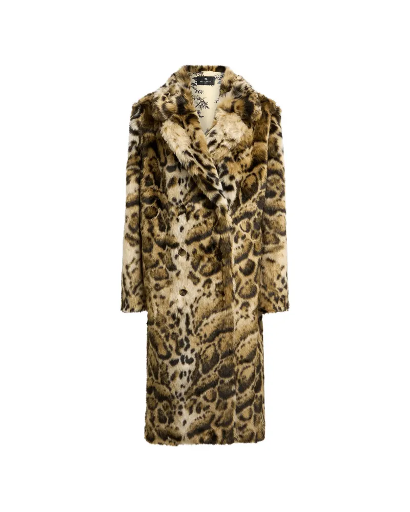 Etro Faux-fur Coat With Leopard-motif Neutrals