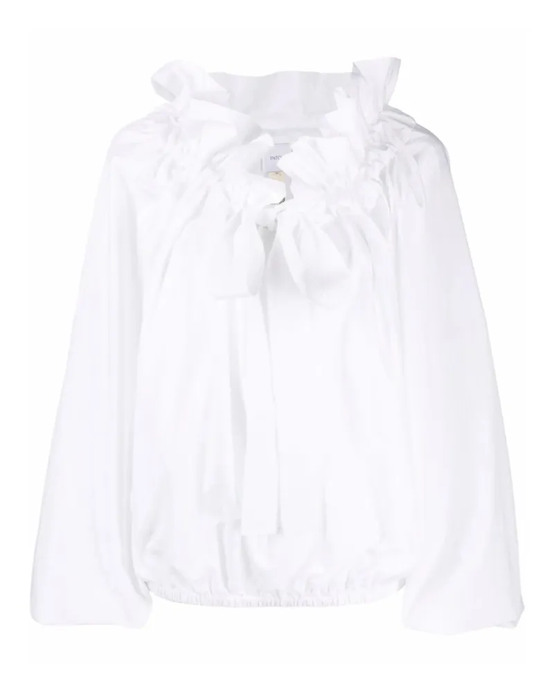 Patou Puff-sleeve Poplin Blouse White