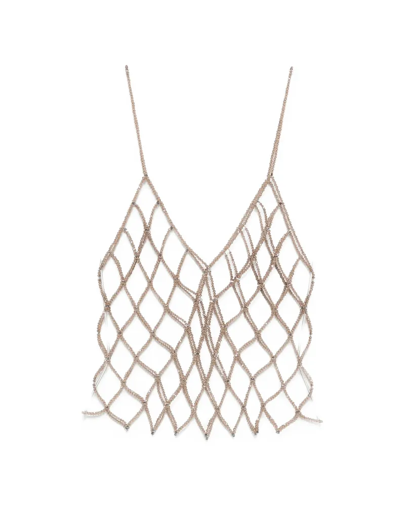 PANICALE Cashmere Beaded-net Top Neutrals