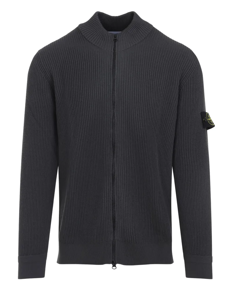 Stone Island Rib-knit Zip-fastening Sweater Grey