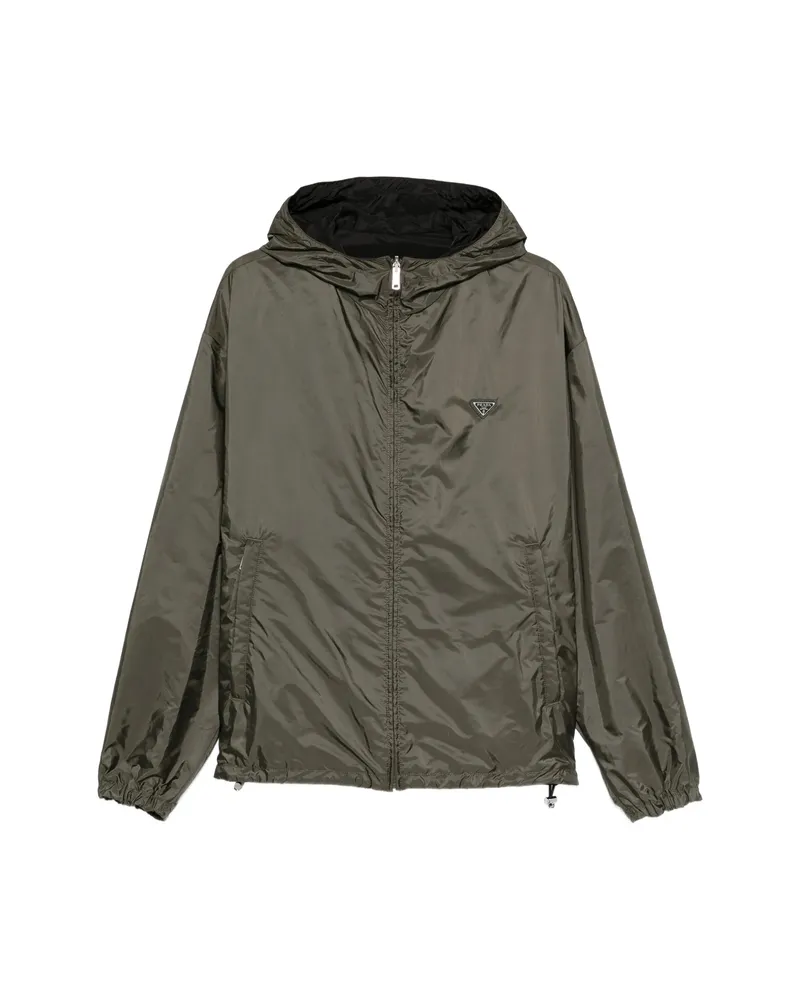 Prada Logo Hooded Jacket Green