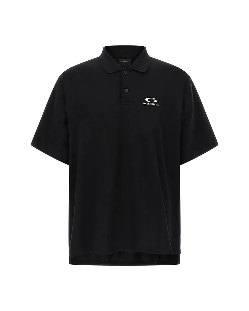 Balenciaga Logo-detail Polo Shirt Black