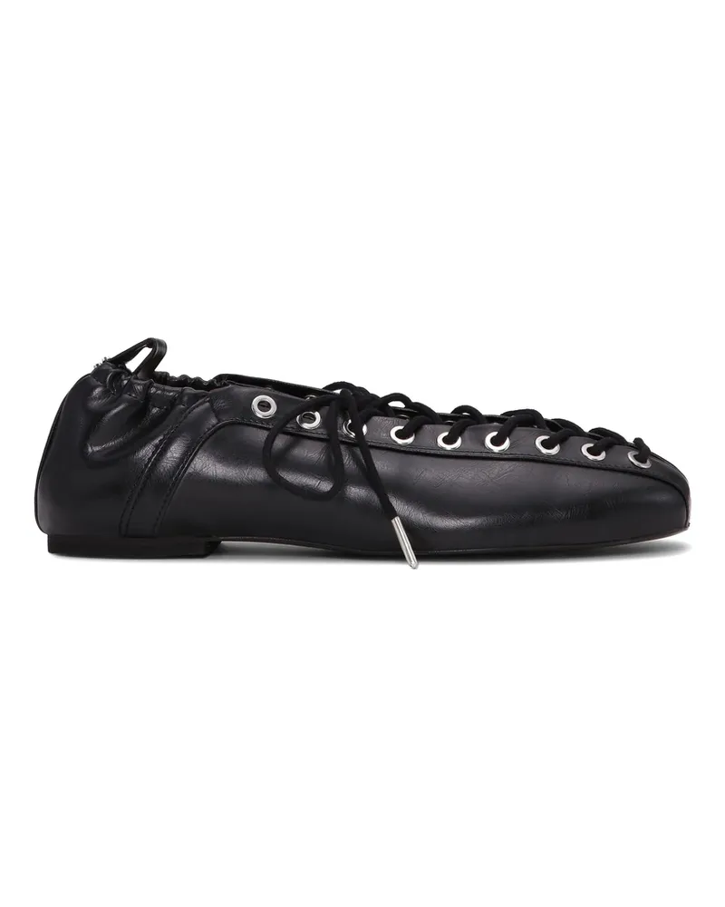 Ganni Lace-up Ballet Flats Black