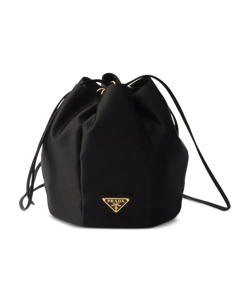 Prada Mini Satin Bucket Bag Black