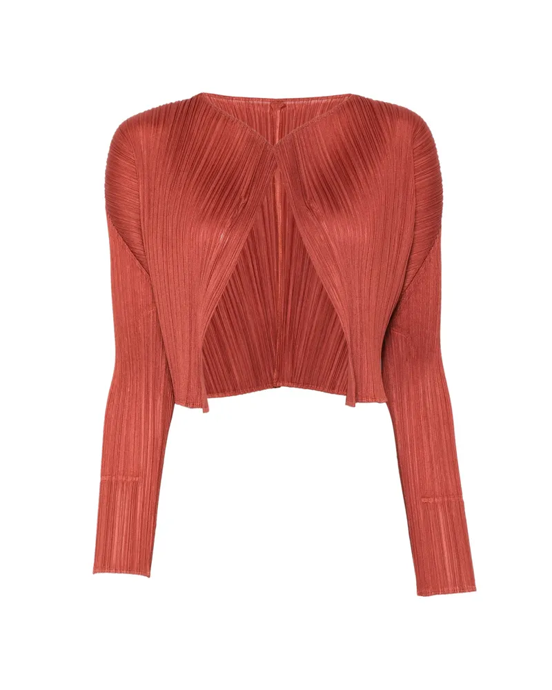 Issey Miyake Plissé-effect Layered Jacket Brown