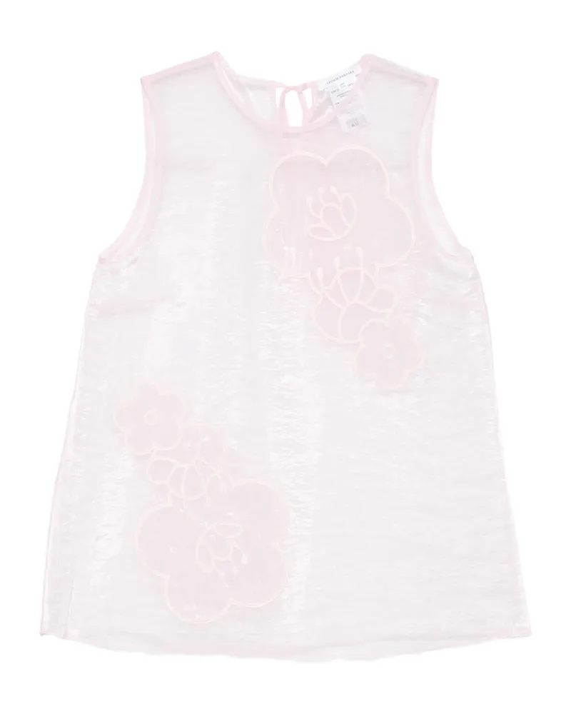 Cecilie Bahnsen Floral-embellished Sleeveless Top Pink