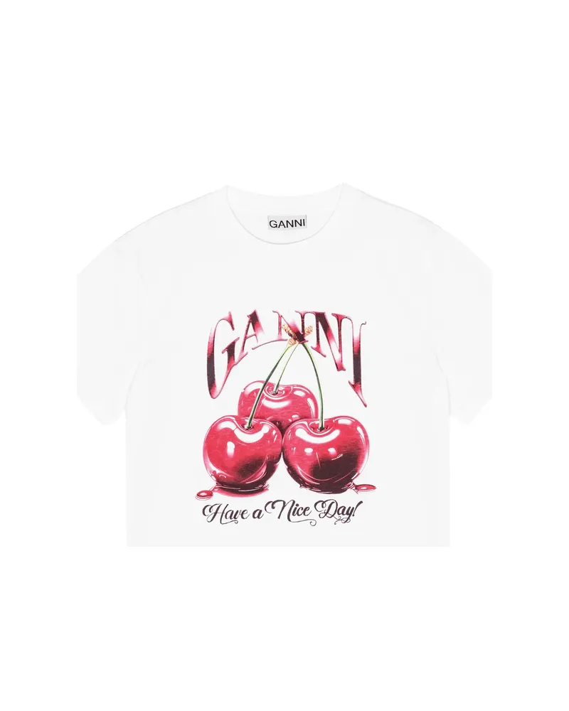Ganni Logo-print Graphic T-shirt White