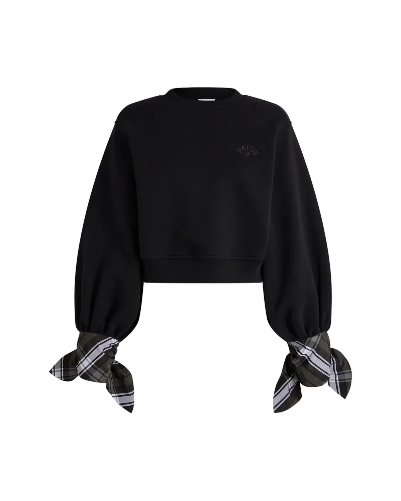 Patou Cropped Tie-sleeve Sweatshirt Black