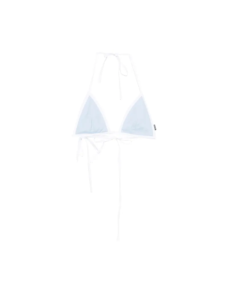 Miu Miu Logo-patch Bikini Top Blue