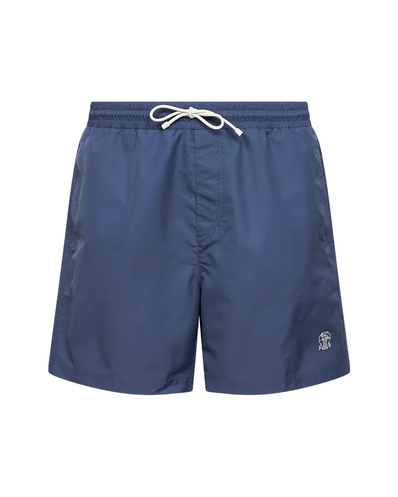 Brunello Cucinelli Logo Swim Shorts Blue