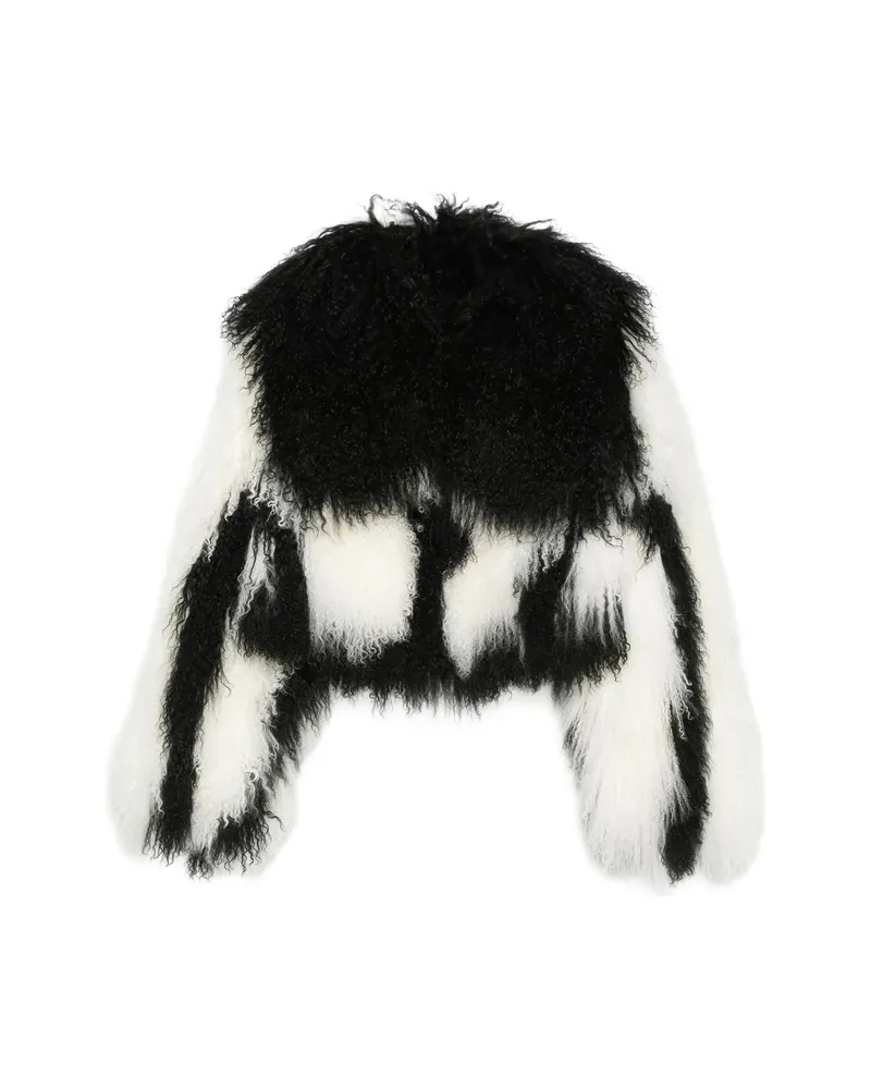 ATTICO Patterned Shearling Jacket Black