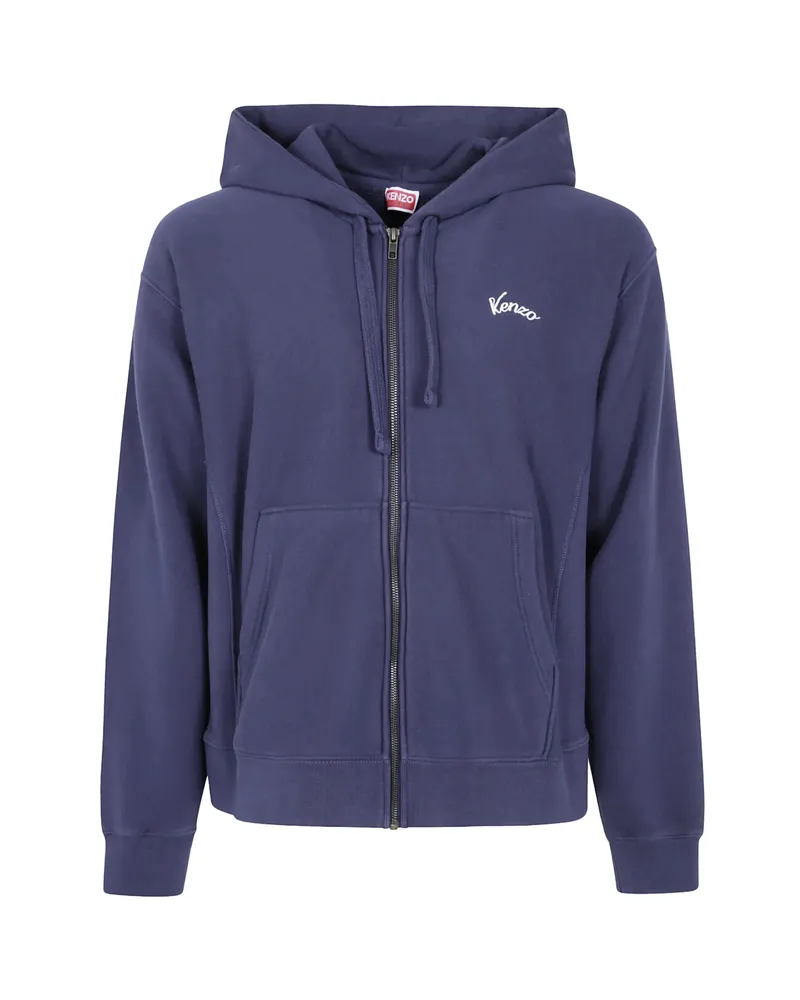 Kenzo Graphic-print Zip-up Hoodie Blue