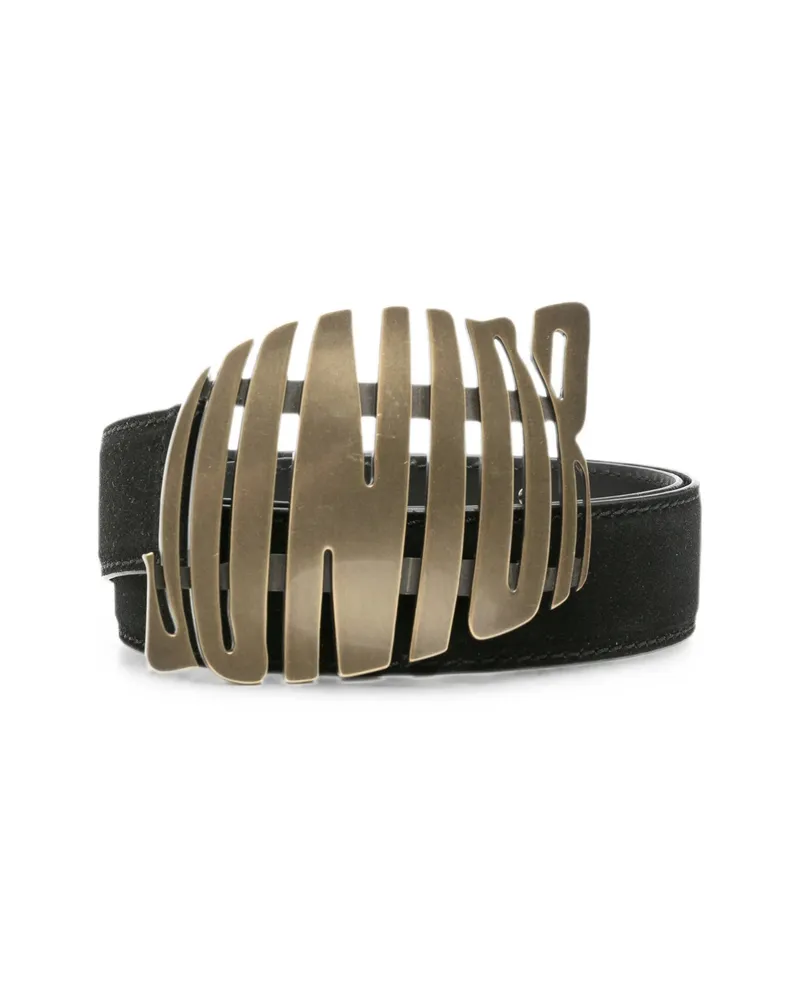 Jean Paul Gaultier Logo-buckle Suede Belt Black