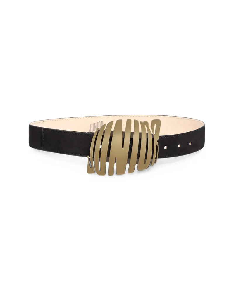 Jean Paul Gaultier Logo-buckle Suede Belt Black