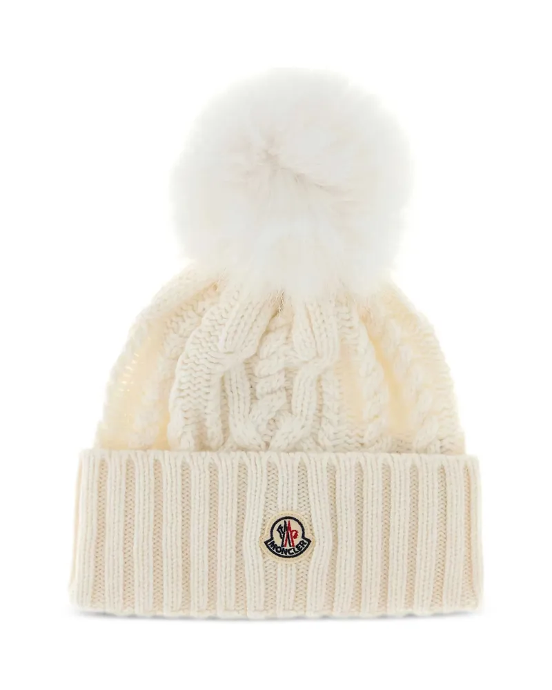 Moncler Cable-knit Pom-pom Beanie Neutrals