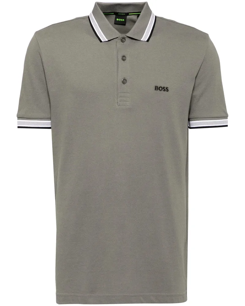 HUGO BOSS Logo Embroidery Short-sleeves Polo Shirt Grey