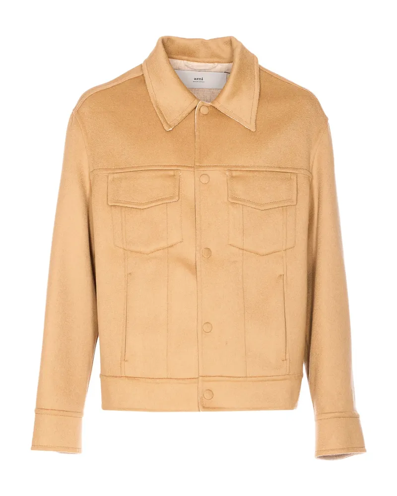 AMI Paris Button-fastening Jacket Neutrals