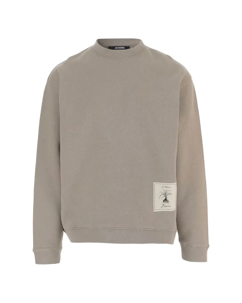 Jacquemus Logo-patch Cotton Sweatshirt Neutrals