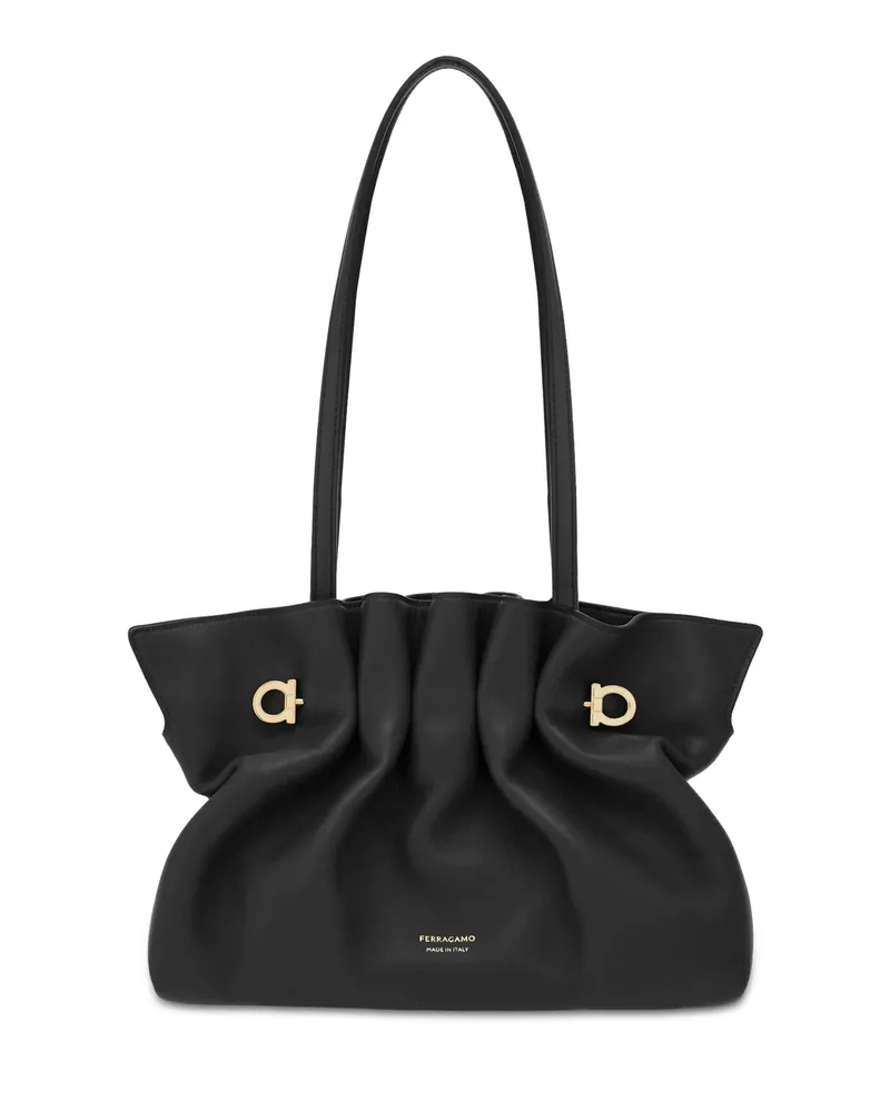 Ferragamo Small Soft Shoulder Bag Black