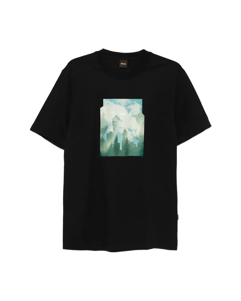 HUGO BOSS Graphic-print T-shirt Black