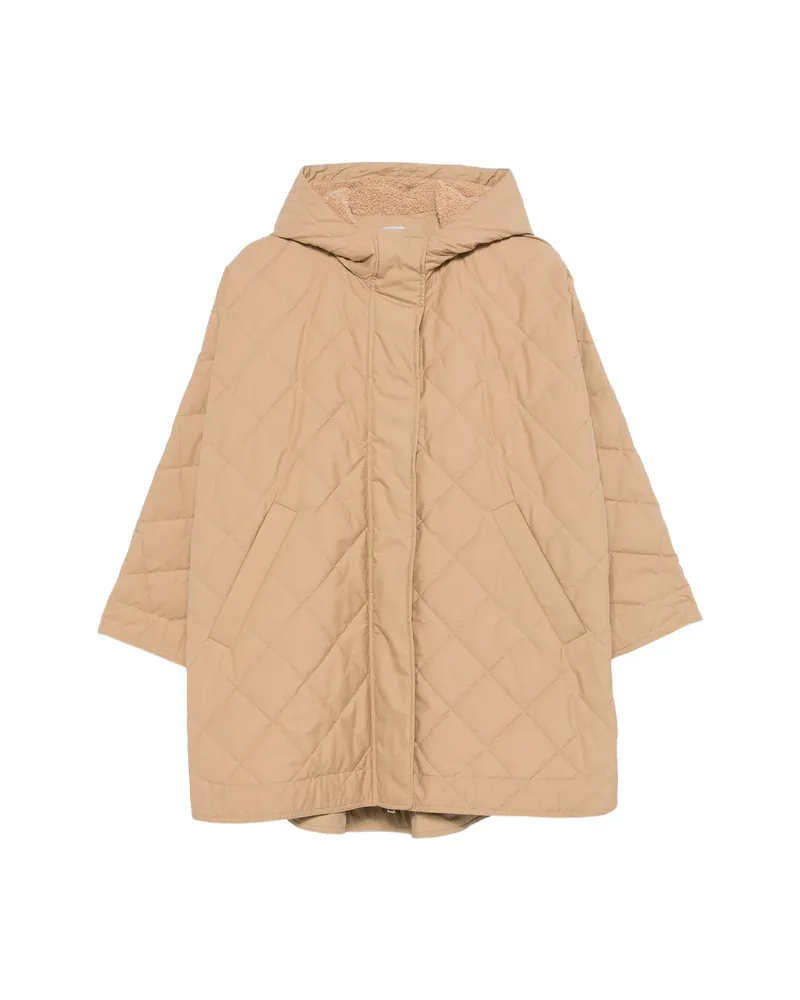 Moncler Quilted Hooded Cape Neutrals