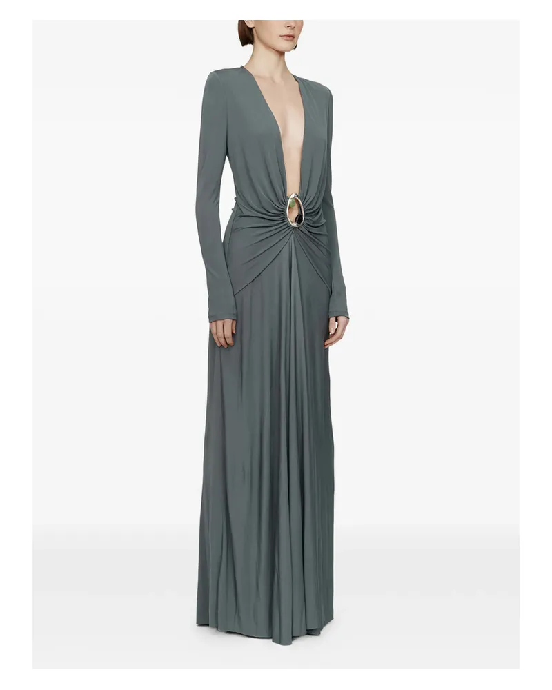 Christopher Esber Orica Ruched V-neck Maxi Dress Grey