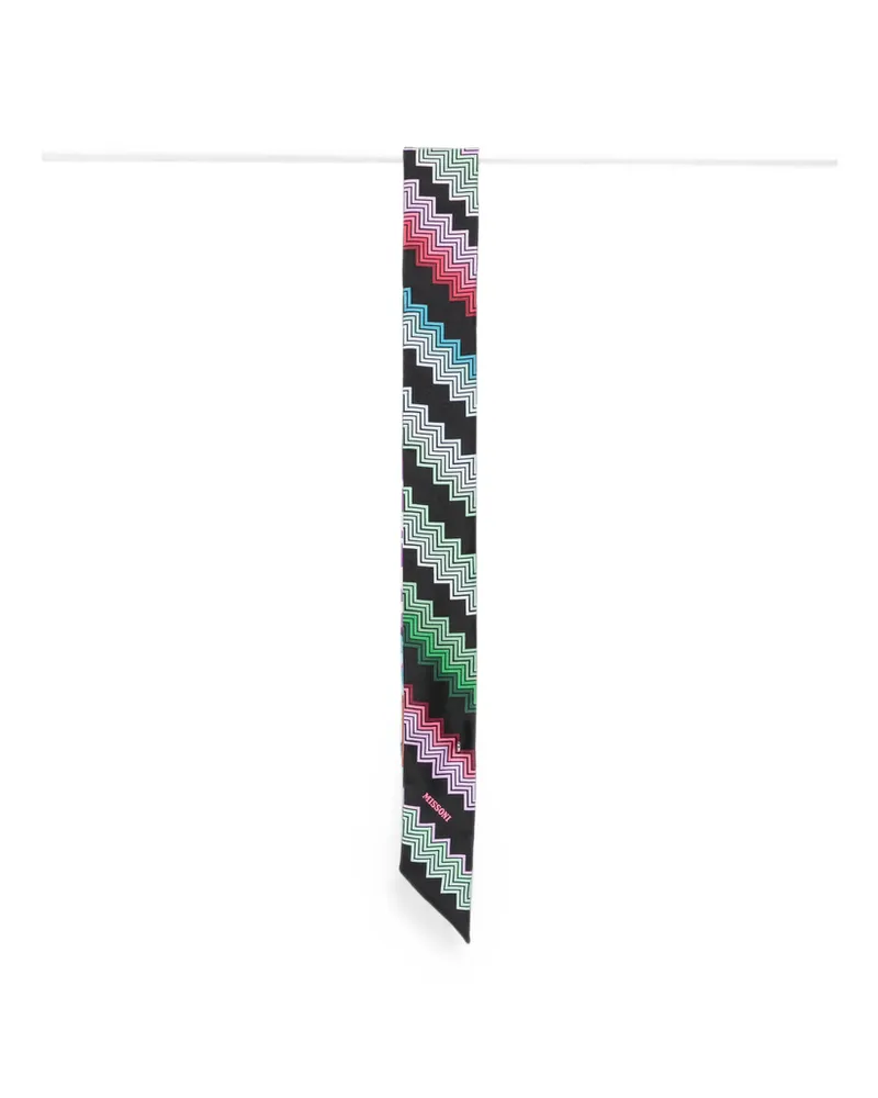 Missoni Zigzag-print Skinny Scarf Black